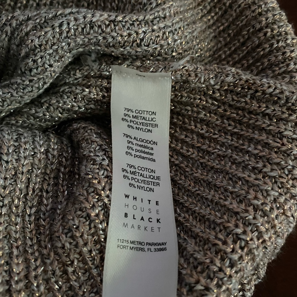 WHBM Metallic Silver to Rose Gold Ombré Cowl Neck Sweater - Picture 9 of 16